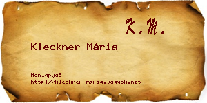 Kleckner Mária névjegykártya